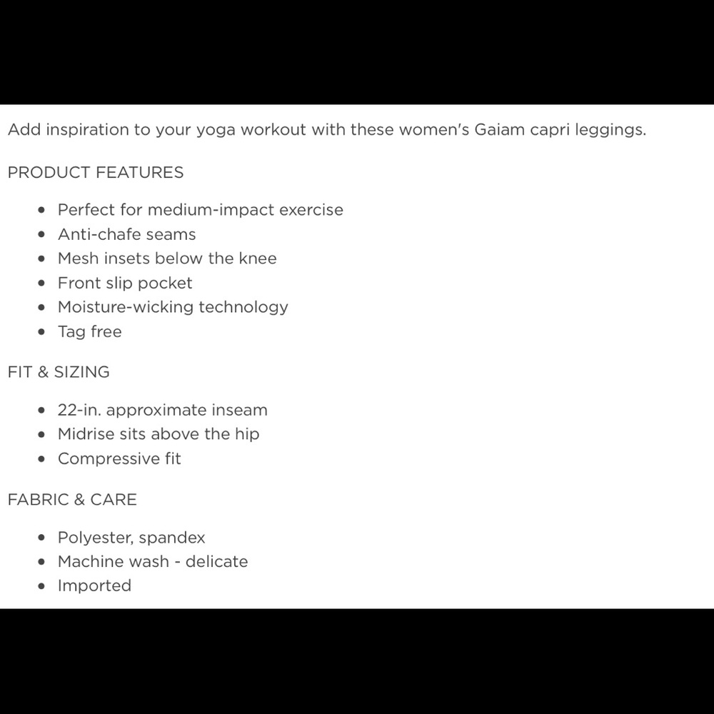 Women’s GAIAM OM ALIGN CAPRI - Picture 3 of 3